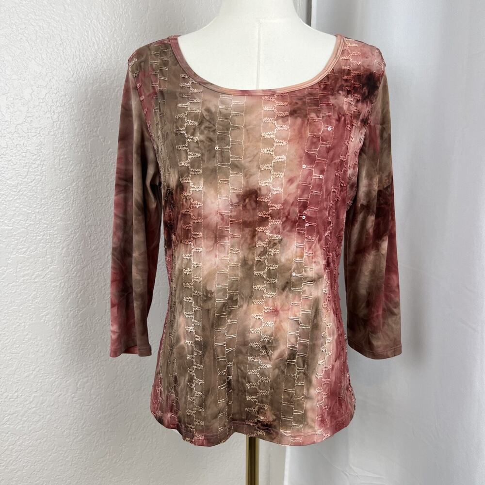 VTG Studio 1940 Top Womens Medium Tie Dye Boho Artsy Y2K Indie Fairy Grunge